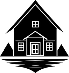Minimalist Home or House Icon Real Estate or Property Management Concept
