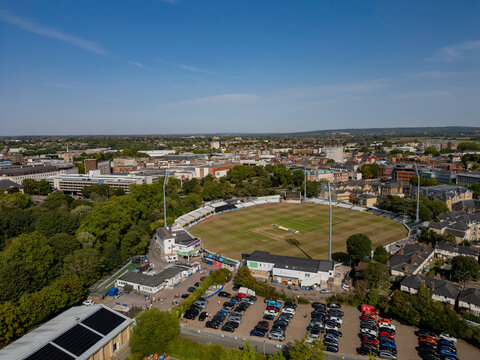 An aerial view of the County Cricket Ground in Chelmsford, Essex, UK