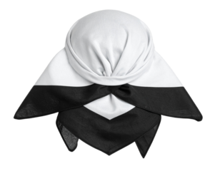 Minimalist Bandana Head Wrap Mockup in Black and White, Rear View