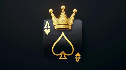 A striking image of a golden crown on an ace of spades card, symbolizing victory and prestige in card games.