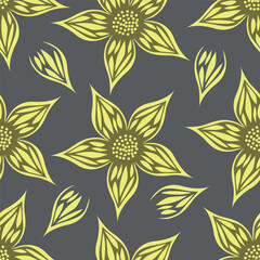 Abstract flower blooming design. Pattern with floral seamless. Grunge textured abstract art vector with flower and plants in watercolor style.