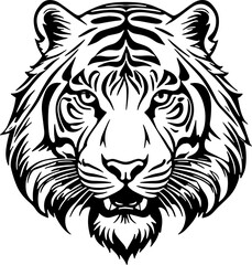 Minimalist Furious Tiger Head Icon for Wildlife Branding