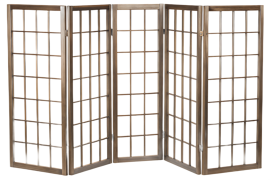 Wooden lattice folding screen isolated on a transparent background - Powered by Adobe