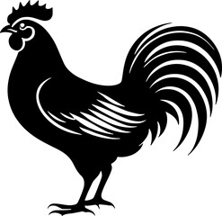 Domestic Rooster and Hen icon Illustration