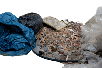 Garbage pile. Rubble pile. Trash pile isolated transparent