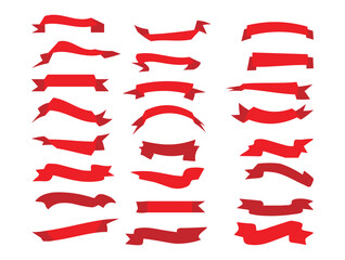 Various shapes of ribbons design elements on white background with illustration