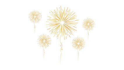 Obraz premium Golden Fireworks on White Background Festive Celebration and Holiday Design Element