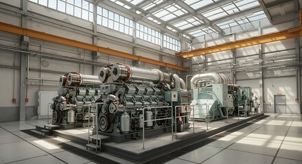 State-of-the-art heavy-duty machinery for power generation within a contemporary industrial facility.