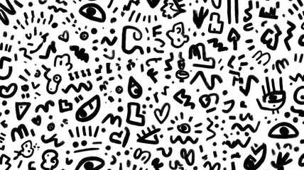 Obraz premium Seamless pattern of black and white doodles