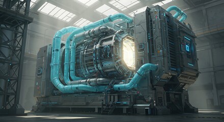 High-Tech Power Generator Futuristic Industrial Equipment Concept