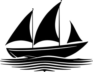 Sailing or fishing boat or ship on the sea 