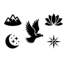 Tattoo-Style-Silhouette-Icon-Bundle-Flat-Vector