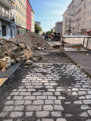 City Road Maintenance Work - Public Street Construction Site, Berlin, Germany,
