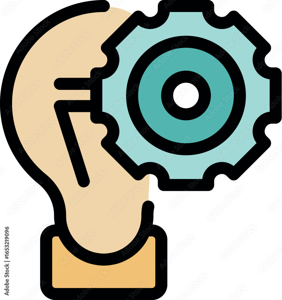 Poster light bulb with gear representing idea generation, innovation, and creative problem solving