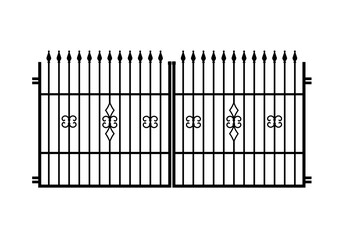 Wrought iron gate silhouette - vector illustration
