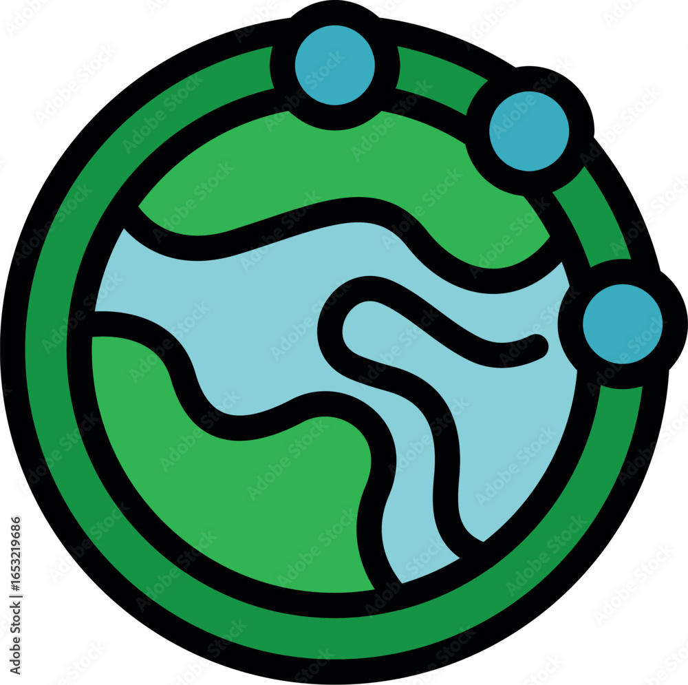 Poster global network encircles planet earth, symbolizing interconnected communication and technological ad