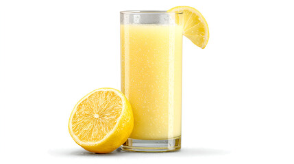 Refreshing citrus beverage: A tall glass filled with freshly squeezed lemon juice, garnished with lemon slices.