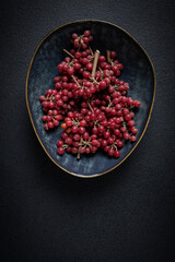 Shtoshi berry, Shepherd's pie, a hybrid of sea buckthorn and barberry, top view, no people,