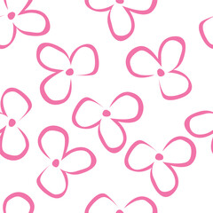 Seamless floral pattern, colorful ditsy print, abstract ornament in retro folk motif. Pretty decorative art botanical design of hand drawn large, small flowers, leaves, wild herbs. Vector illustration