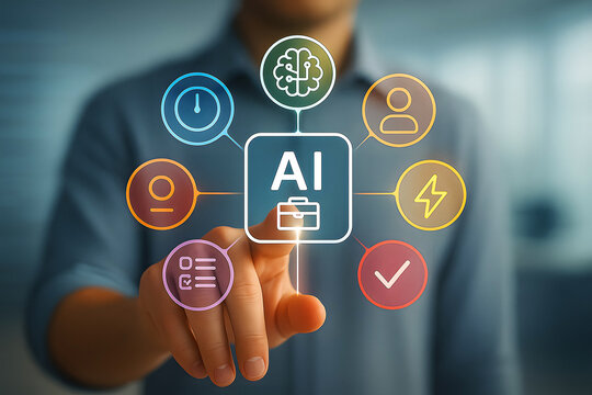 AI for business productivity and workflow automation concept - Powered by Adobe