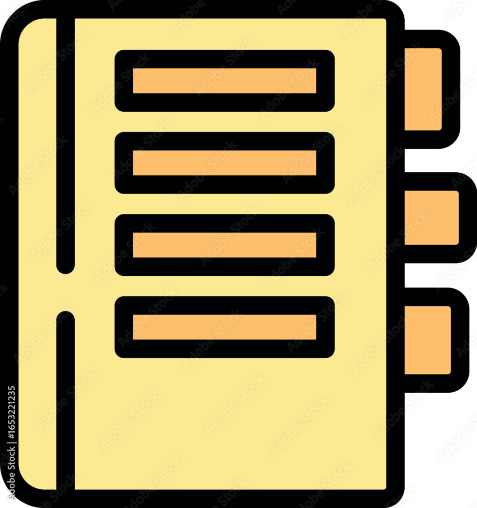 Poster notebook with bookmark tabs symbolizing efficient information management and access
