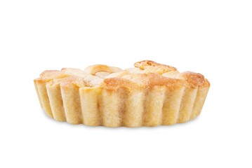 Peach tartlet on a white isolated background