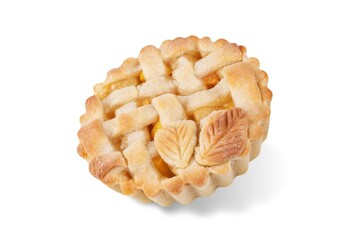 Peach tartlet on a white isolated background