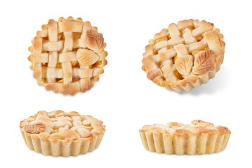 Peach tartlet on a white isolated background