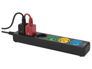 Power strip with plugs isolated on transparent background