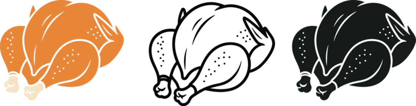 Roasted chicken vector illustration thanksgiving turkey icon
