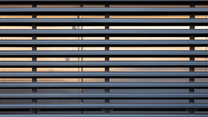 Horizontal metal slats with sunlight