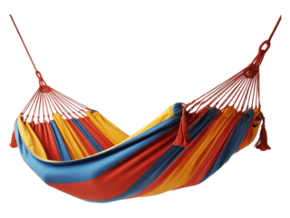 Colorful striped hammock isolated on transparent background