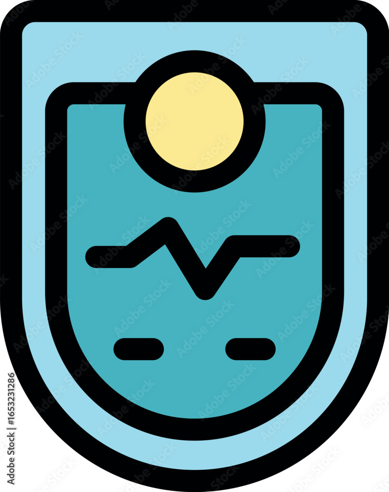 Poster portable ekg device displaying a heartbeat pattern and an indicator light, suggesting active monitor