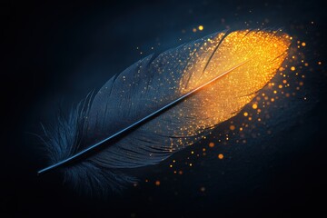 Captivating feather with sparkling glow abstract dark creative perspective