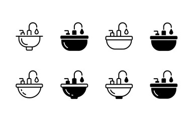 Collection of Minimalist Sink Icons Perfect for Bathroom and Plumbing Designs High Quality Vector Graphics