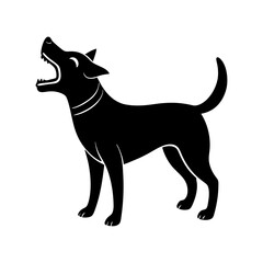 Black Dog Howling Silhouette Illustration - A Striking Graphic Depicting a Canine's Vocalization and Energetic Pose