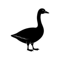 Elegant Silhouette of a Goose on White A Simple and Clean Design Featuring a Wildfowl
