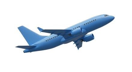 Obraz premium Soaring blue airplane against a bright white sky offers a sense of adventure and travel for your next project, perfect for aviation themes and travel promotions