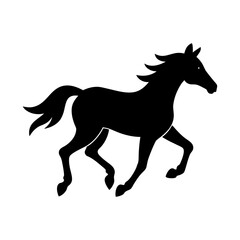 Elegant Silhouette A Striking Black Horse in Full Gallop, Evoking Freedom, Strength, and the Timeless Beauty of Equine Movement