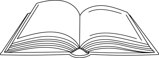Open Book Outline Illustration for Education and Reading on transparent background