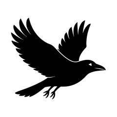 Majestic Black Bird in Flight A Powerful Silhouette Illustration