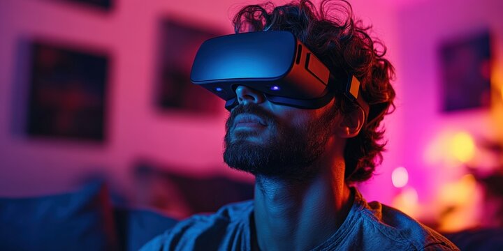 Virtual reality experience home cozy room immersive technology exploration - Powered by Adobe