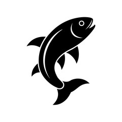 Majestic Leaping Fish A Powerful Black and White Illustration for Branding and Design Projects