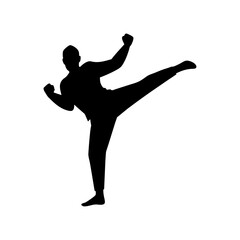 Dynamic Silhouette of a Martial Artist Executing a Powerful High Kick A Vector Illustration Perfect for Sports, Fitness, and Action-Oriented Designs