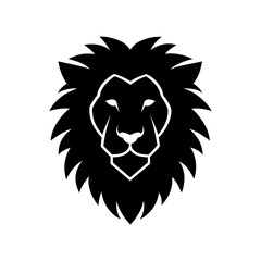 A striking black and white illustration of a lion's head, showcasing a regal and powerful symbol. Ideal for logos, branding, or design projects seeking a bold and memorable aesthetic