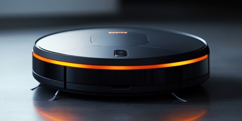 Automated cleaning action smart vacuum robot in modern home environment high-tech efficiency concept