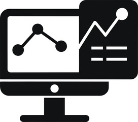 Computer monitor displaying a growth chart, symbolizing data analysis and business progress