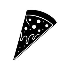 Black silhouette pizza slice vector illustration, simple food and fast food snack icon for restaurant, cafe, and Italian meal design concepts.6