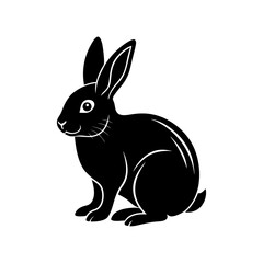 Black rabbit silhouette vector illustration. Isolated animal graphic icon. Ideal for logos, Easter designs, and wildlife themes. A single design element from a collection like Bundle_2.eps