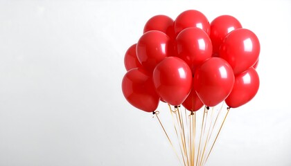 Cluster of red balloons against a plain background